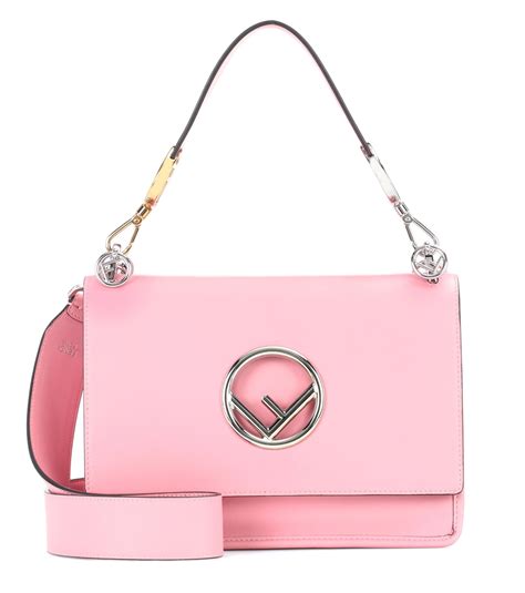 fendi kan i logo leather shoulder bag pink|Fendi detachable shoulder handbags.